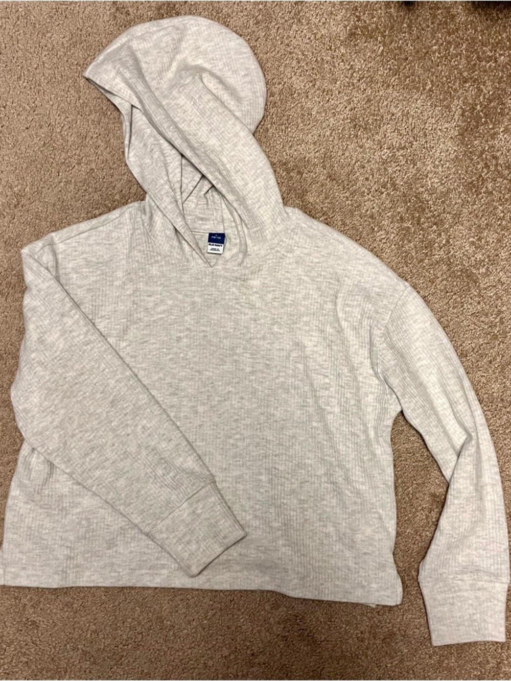 Old Navy Light Gray Ribbed Hoodie Sweater - Women